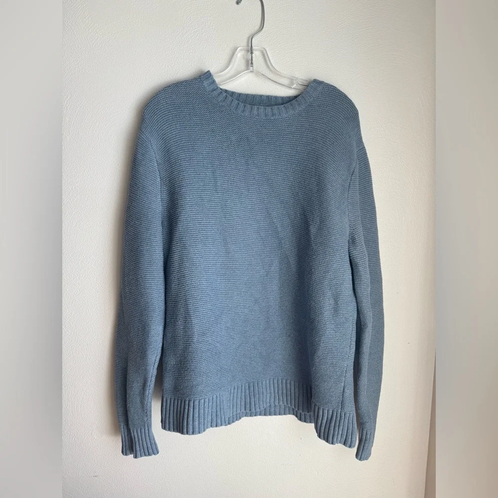 J. Crew Men's Light  Blue Garter Stitch Crewneck Sweater